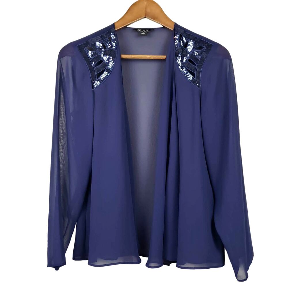 SL Fashions NY SLNY Sheer Light Sequin Jacket Cardigan - 4